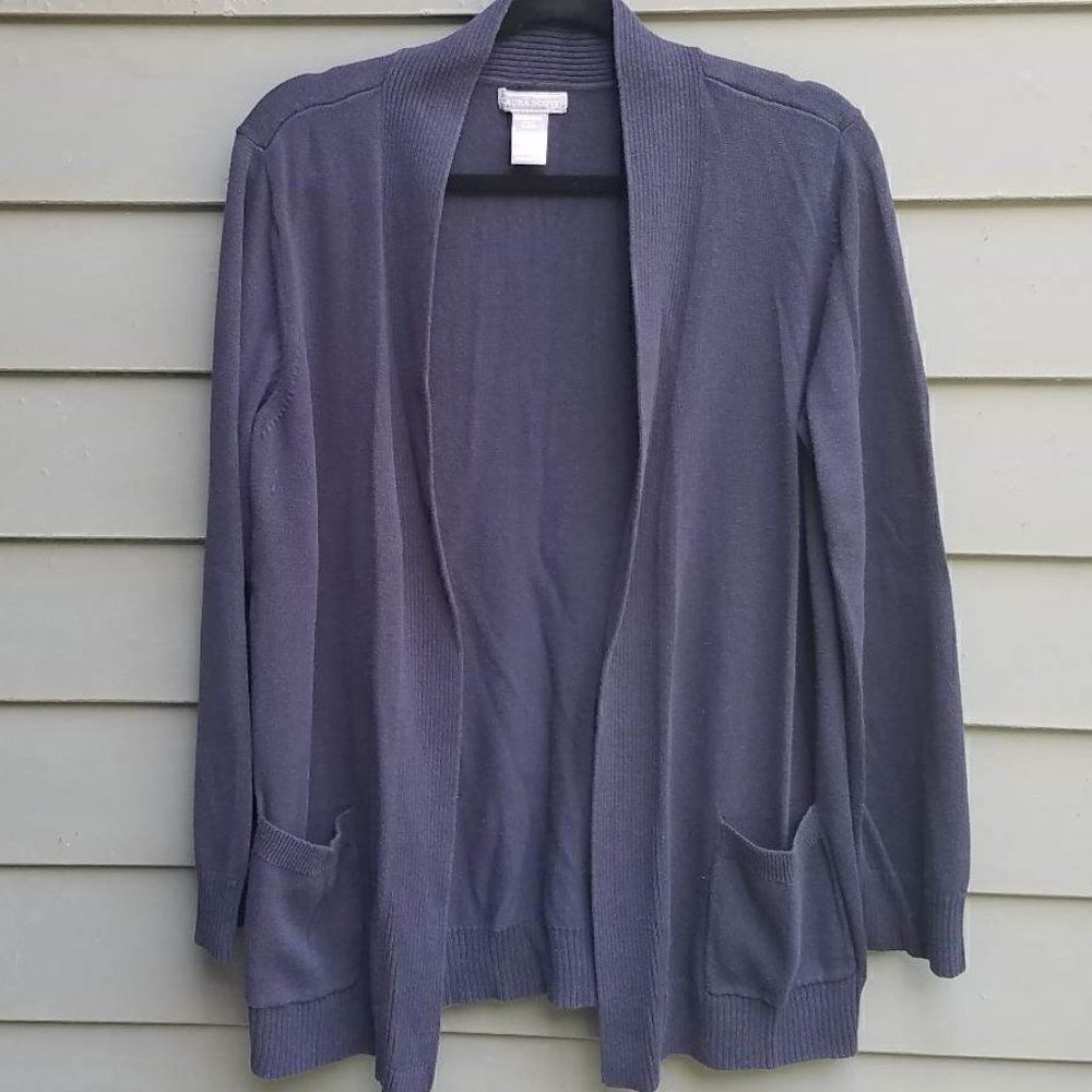 Laura Scott Navy Open Front Cardigan size Large